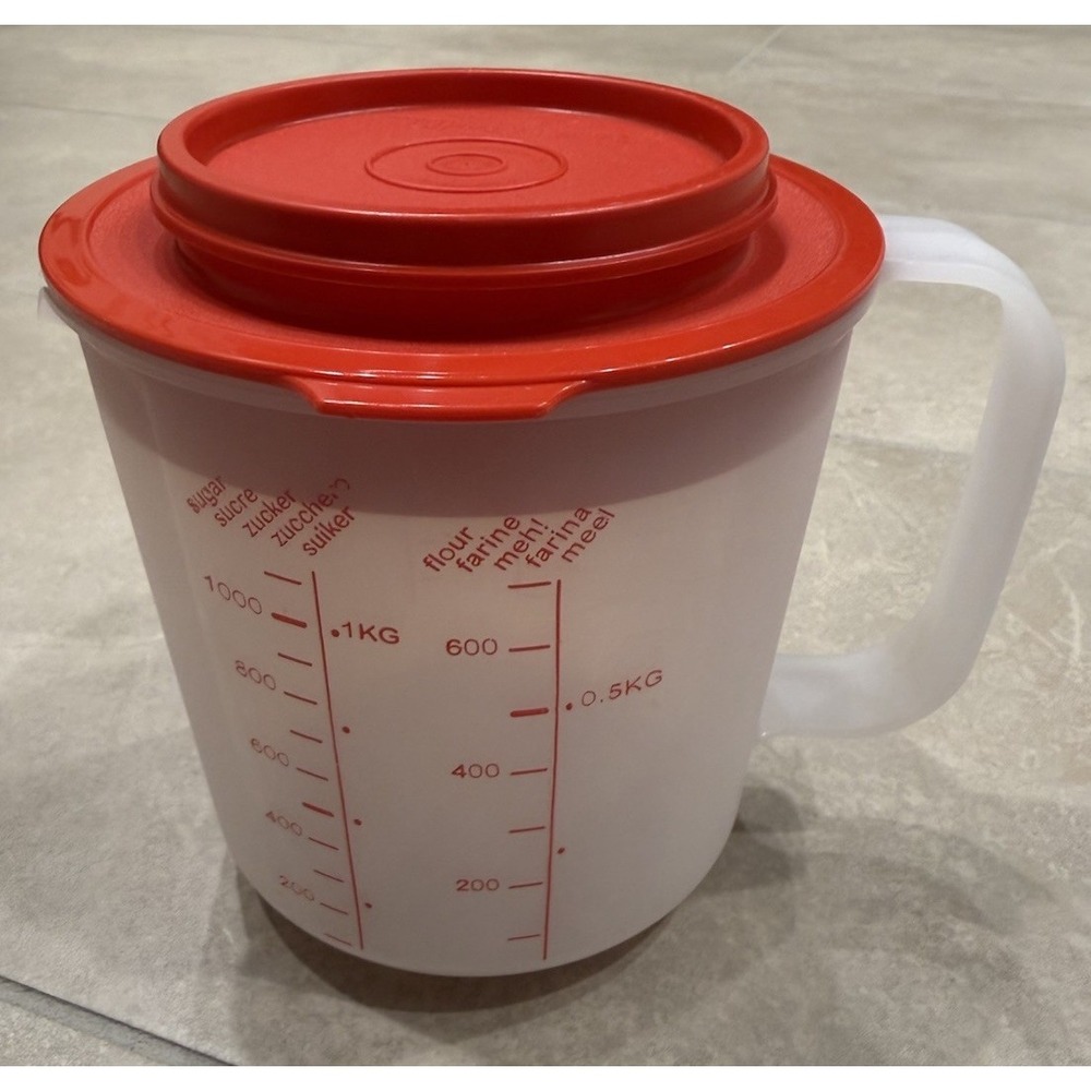 Tupperware Mix N Store Mixing Batter Bowl 5 Cup Measuring Pitcher Red #1803-4